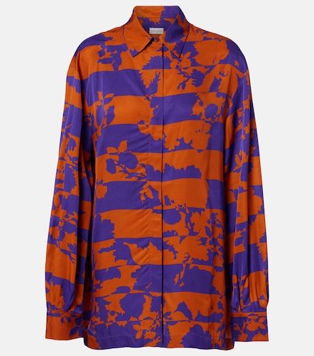 Camisa oversized de satén estampada - Dries Van Noten - Modalova
