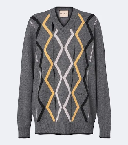 Argyle wool and cashmere sweater - Plan C - Modalova