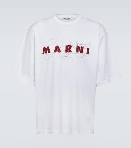 T-shirt in jersey di cotone con logo - Marni - Modalova