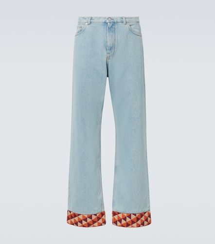 Jeans a gamba larga con jacquard - Valentino - Modalova
