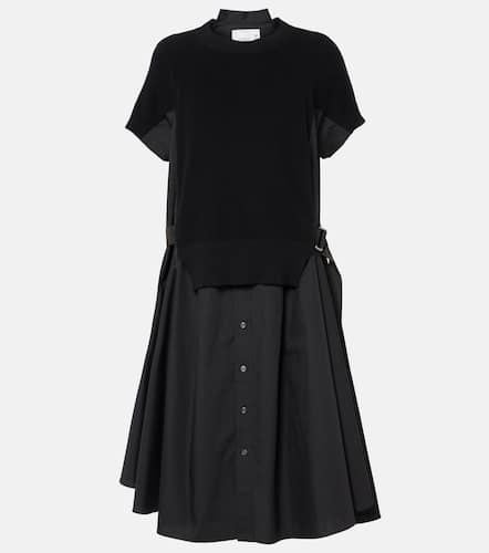 Striped jersey and poplin shirt dress - Sacai - Modalova