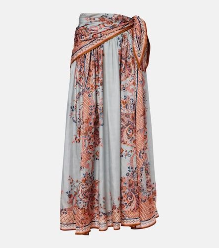 Falda midi Aster de seda floral - Zimmermann - Modalova
