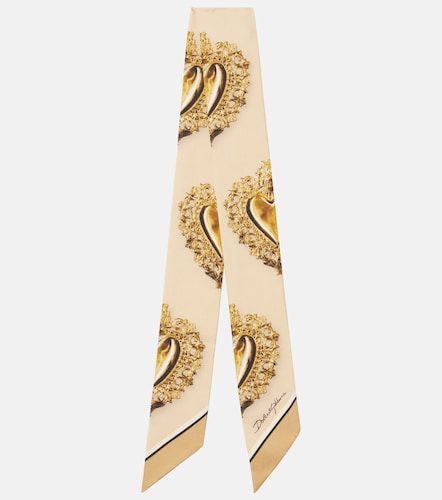 Sciarpa in twill di seta con stampa - Dolce&Gabbana - Modalova
