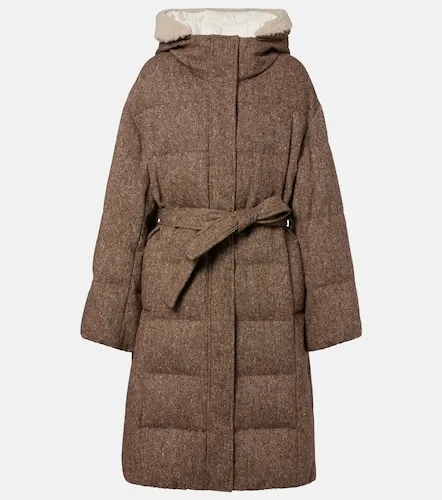 Shearling-trimmed wool-blend down coat - Brunello Cucinelli - Modalova