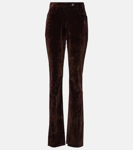 High-rise cotton-blend velvet slim pants - Ferragamo - Modalova