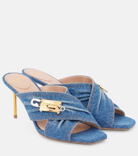 Balmain Mules 75 in denim - Balmain - Modalova