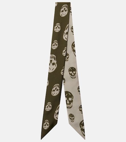 Pañuelo Skull de sarga de seda estampado - McQueen - Modalova