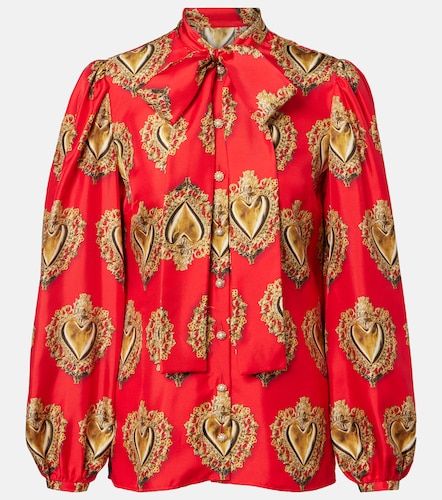 Blusa de seda estampada con lazada - Dolce&Gabbana - Modalova