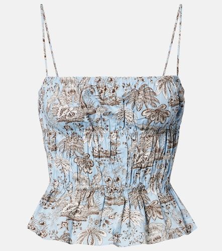 Top de algodón floral fruncido - Staud - Modalova