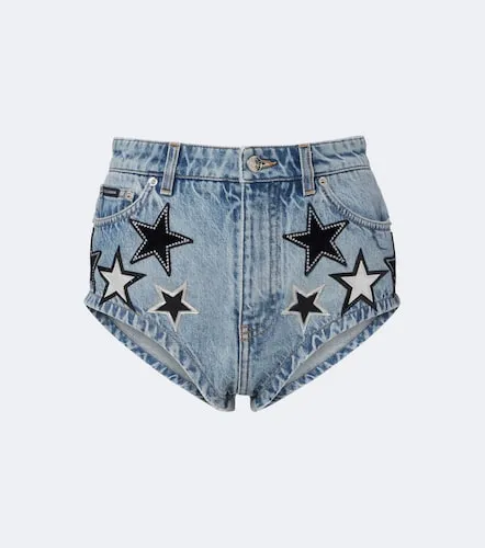 Patch-applique denim micro shorts - Dolce&Gabbana - Modalova