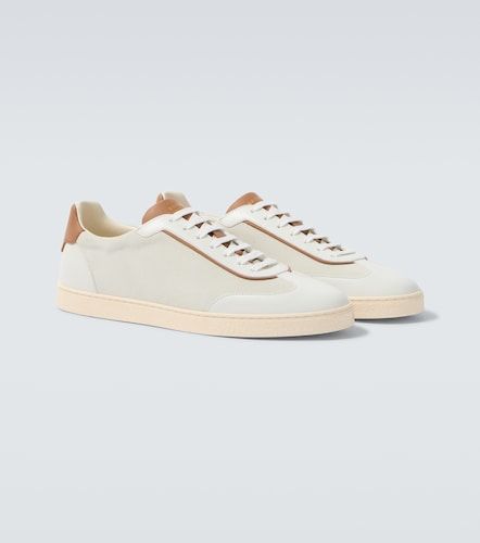 Leather-trimmed suede sneakers - Brunello Cucinelli - Modalova