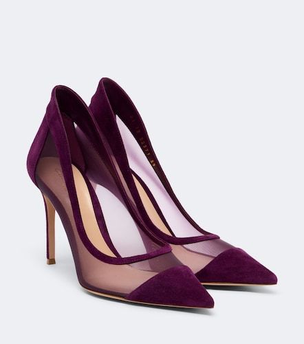 Suede-trimmed mesh pumps - Gianvito Rossi - Modalova