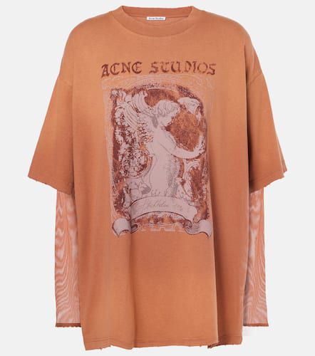 Edra printed mesh-trimmed cotton T-shirt - Acne Studios - Modalova