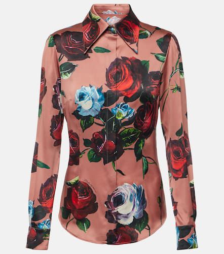 Camicia in raso di misto seta con stampa - Dolce&Gabbana - Modalova