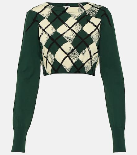 Argyle cropped cotton sweater - Burberry - Modalova