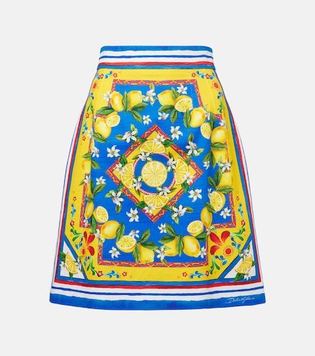 Printed cotton-blend miniskirt - Dolce&Gabbana - Modalova