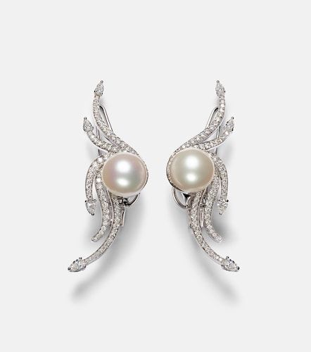 Orecchini Pearlescent in oro bianco 18kt con diamanti e perle - Yeprem - Modalova