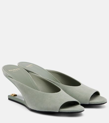 Balmain Mules con zeppa in camoscio - Balmain - Modalova