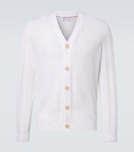 Cardigan in cotone e lino - Brunello Cucinelli - Modalova