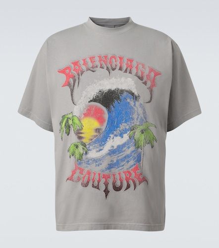 Camiseta de jersey de algodón estampada - Balenciaga - Modalova