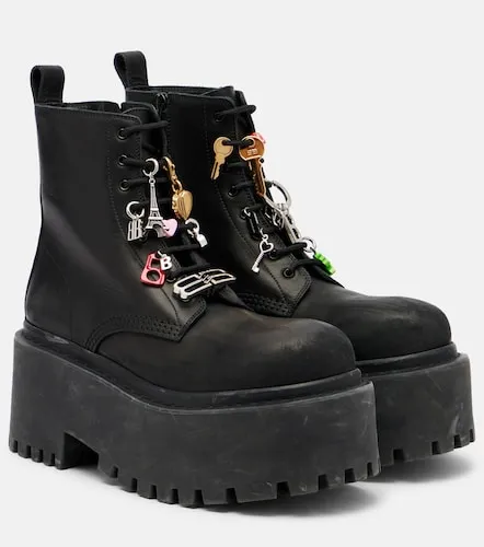 Embellished leather platform combat boots - Balenciaga - Modalova
