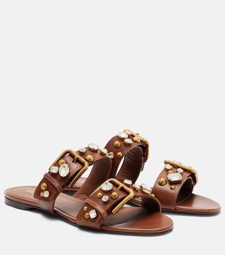 Sandali in pelle con cristalli - Dolce&Gabbana - Modalova