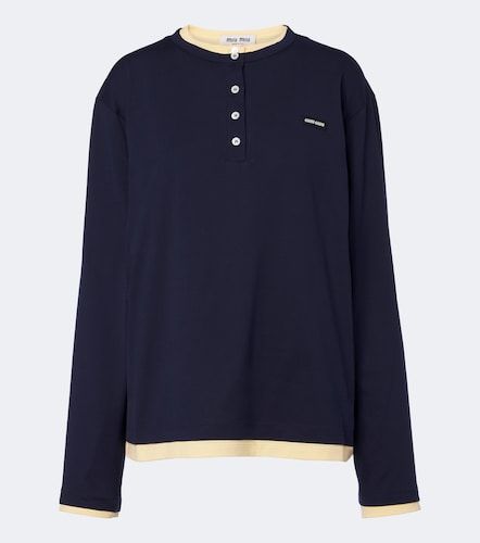 Camiseta con botones de jersey de algodón a capas - Miu Miu - Modalova