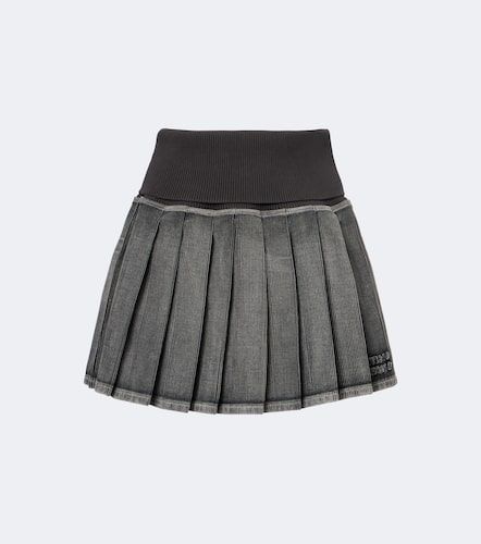 Pleated cotton-blend miniskirt - Miu Miu - Modalova