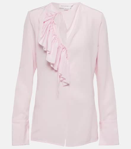 Ruffled crÃªpe de chine silk top - Victoria Beckham - Modalova