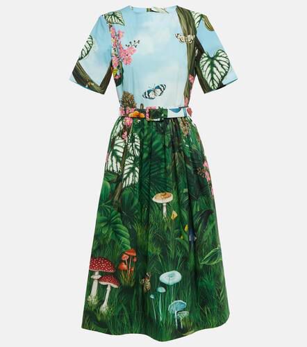 Floral cotton-blend midi dress - Oscar de la Renta - Modalova