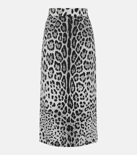 Leopard-print silk-blend pencil skirt - Dolce&Gabbana - Modalova