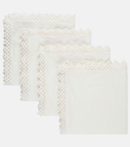 Set de 4 servilletas de lino con macramé - Once Milano - Modalova