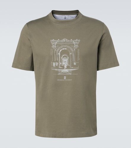 Camiseta de jersey de algodón estampada - Brunello Cucinelli - Modalova