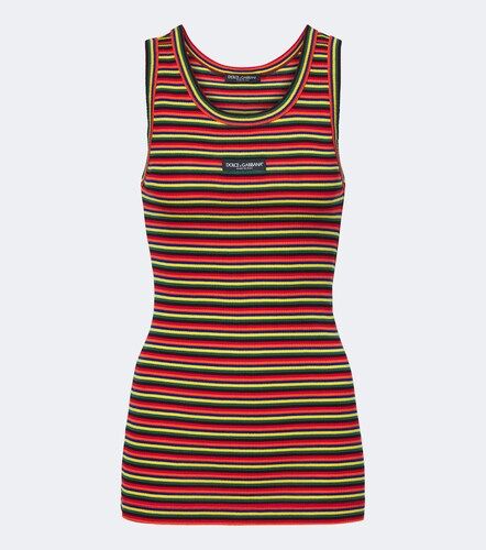 Top de punto de algodón a rayas con logo - Dolce&Gabbana - Modalova