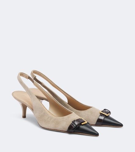 Leather-trimmed suede slingback pumps - JW Anderson - Modalova