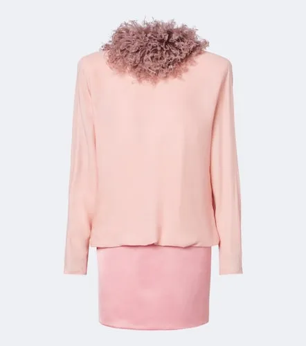 Feather-trimmed silk georgette minidress - Valentino Garavani - Modalova