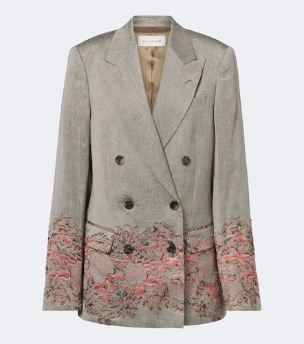 Blazer in misto lino e cotone con ricamo - Dries Van Noten - Modalova