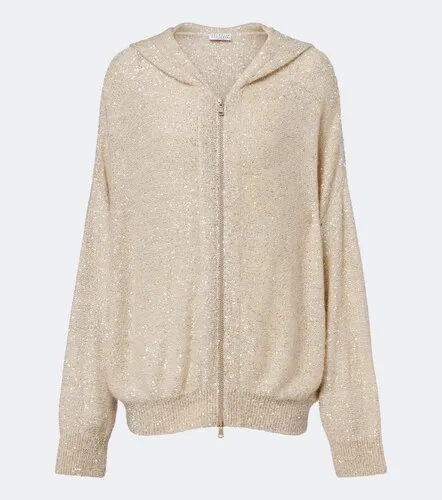 Cardigan con cappuccio e zip - Brunello Cucinelli - Modalova
