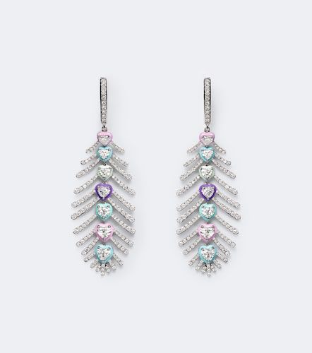 Candy Crush Feather 18kt white gold drop earrings with diamonds - Kamyen - Modalova