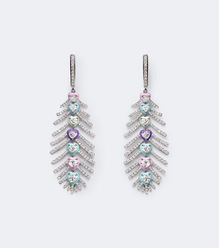 Candy Crush Feather 18kt white gold drop earrings with diamonds - Kamyen - Modalova