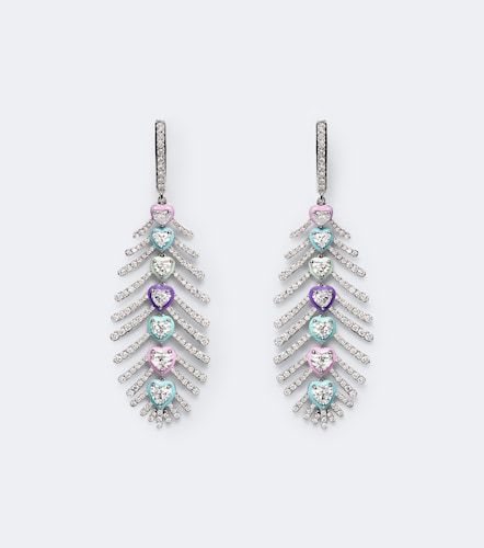 Pendientes Candy Crush Feather de oro blanco de 18 ct con diamantes - Kamyen - Modalova