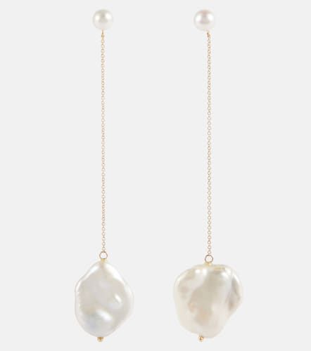 Pendientes colgantes de oro de 14 ct con perlas - Mateo - Modalova