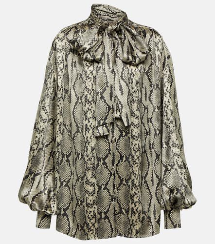 Snake-print tie-detail silk blouse - Balmain - Modalova