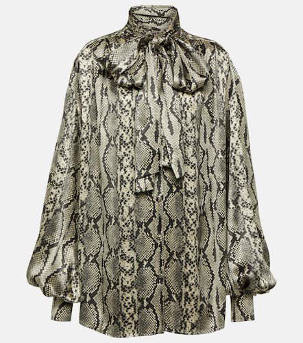 Snake-print tie-detail silk blouse - Balmain - Modalova