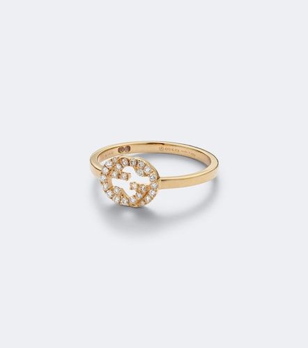 Anillo Interlocking G de oro de 18 ct con diamantes - Gucci - Modalova