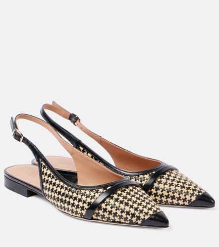 Jama leather-trimmed raffia ballet flats - Malone Souliers - Modalova