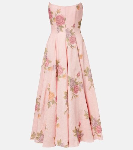 Vestido con corsé de lino floral - Markarian - Modalova
