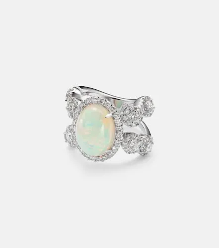 Reign Supreme 18kt white ring with diamonds and opal - Yeprem - Modalova