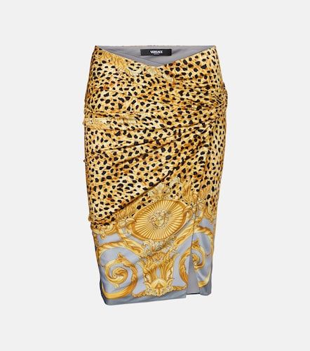Printed gathered jersey miniskirt - Versace - Modalova