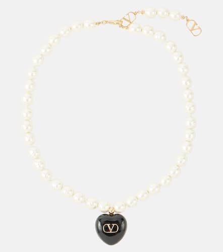 Collana Coeur Royal VLogo con perle bijoux - Valentino - Modalova